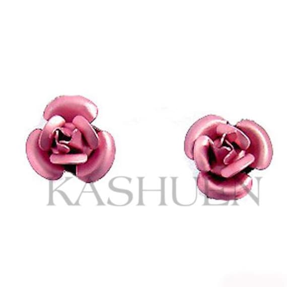 Einfache Rosa Rose Ohrringe Braut Hochzeit Brautjungfer Blumenmädchen Schmuck Ohrstecker -Rot Blau Schwarz Farbe 16.18.geburtstag Weihnachtsgeschenke von Kashuen