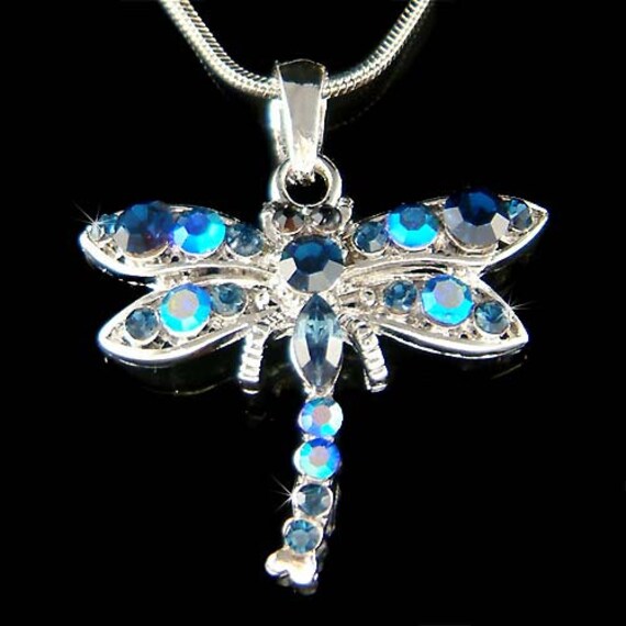 Halskette Mit Swarovski-Kristallen, Blaue Libelle, Weihnachts-Erinnerung, Andenken, Schmuck, 30., 40., 50., 60., 70., 80., 90. Geburtstagsgeschenk von Kashuen