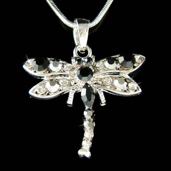 Halskette Mit Swarovski-Kristallen, Schwarze Libelle, Weihnachts-Erinnerung, Andenken, Schmuck, 30., 40., 50., 60., 70., 80., 90. Geburtstagsgeschenk von Kashuen