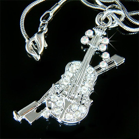Halskette Mit Swarovski-Kristallen Für Violine, Viola, Cello, Geige, Bogen, Musik, Musikschmuck, Lehrer, Ausbilder, Musiker, Weihnachten, 30. 40 von Kashuen