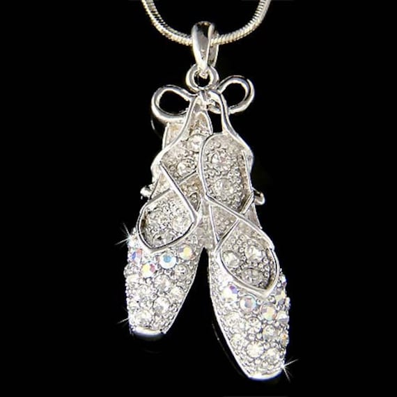 Klare Swarovski Kristall Ballerina Hausschuhe Ballett Tanz Schuhe Anhänger Halskette Schmuck Beste Freunde Lehrer Tanzen Liebhaber von Kashuen