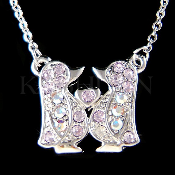 Lila Pinguin Halskette Mutter Tochter Schwestern Tier Liebhaber Herz Liebe Familie Weihnachten 15.16.18.geburtstagsgeschenk von Kashuen