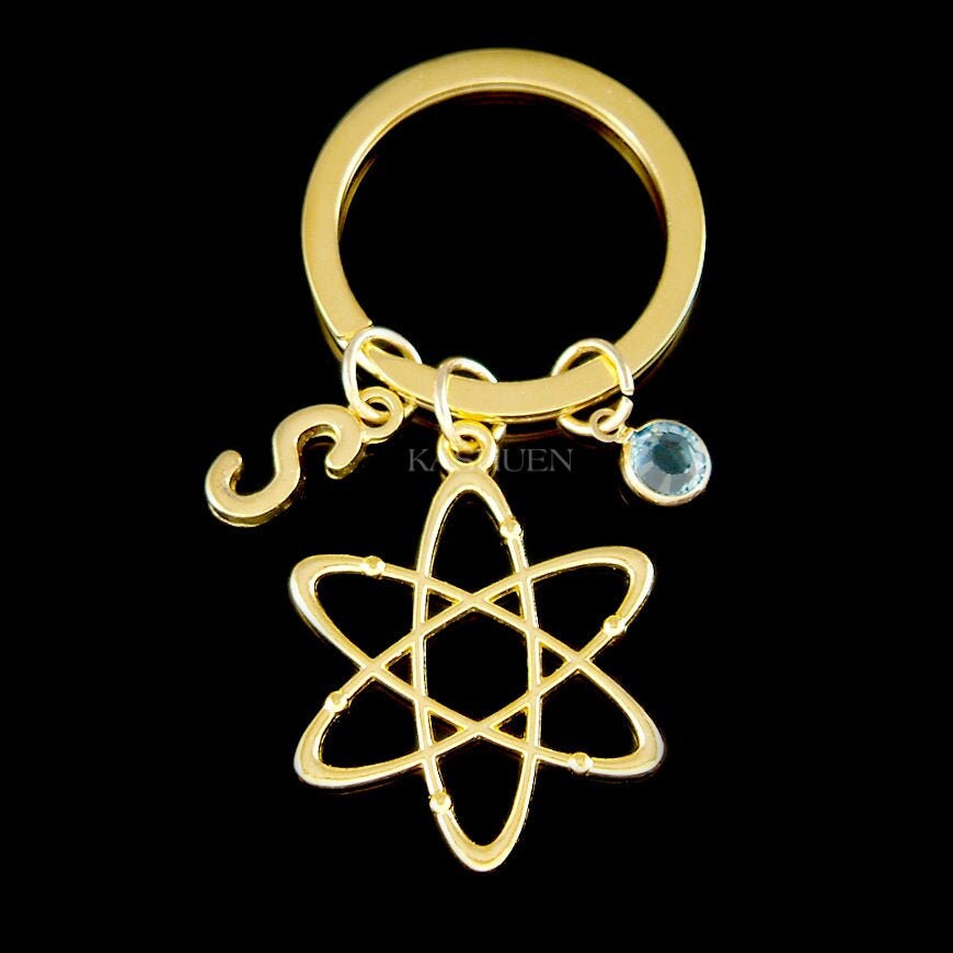 Personalisierte Atom Symbol Wissenschaft Nerd Chemie Biologie Physik Halskette Keychain Birthstone 4 European Armband 30 Geburtstag Schmuck von Kashuen