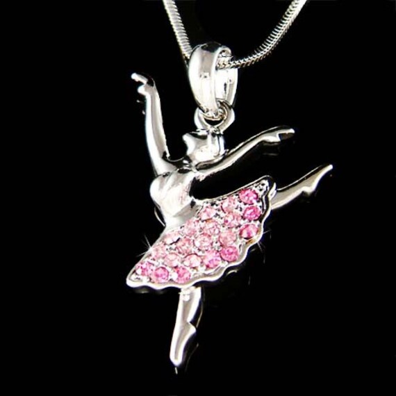 Rosa Swarovski Kristall Ballerina Halskette Ballett Tänzerin Schmuck Dance Girl Tanzen Weihnachten 9. 10. 13. 15. Geburtstag Geschenk Armband Charm von Kashuen