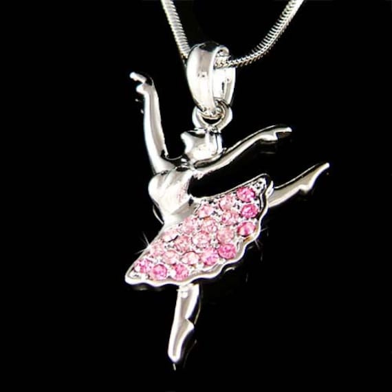 Rosa Swarovski Kristall Ballerina Halskette Ballett Tänzerin Schmuck Tanzen Mädchen Weihnachten 9.10.13.15 Geburtstag Geschenk Armband Charme von Kashuen