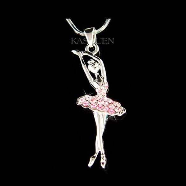 Rosa Swarovski Kristall Ballerina Halskette Ballett Tanz Mädchen Tänzer Tanzen Der Nussknacker Schwanensee Schmuck Weihnachten 16Th 18 von Kashuen