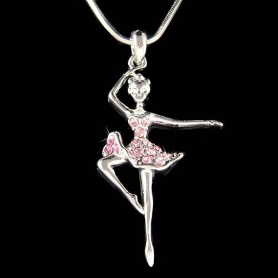 Rosa Swarovski Kristall Ballerina Halskette Ballett Tanz Mädchen Tänzerin Tanzen Lehrer Weihnachten 15. 16. 18. 20. 25. 30. Geburtstagsgeschenk Neu von Kashuen
