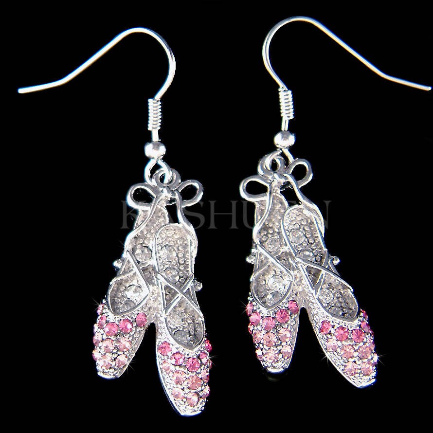 Rosa Swarovski Kristall Ballerina Schuhe Hausschuhe Ballett Tanz Ohrhänger Schmuck Weihnachtsgeschenk Neu Für Der Nussknacker Schwanensee Liebhaber von Kashuen