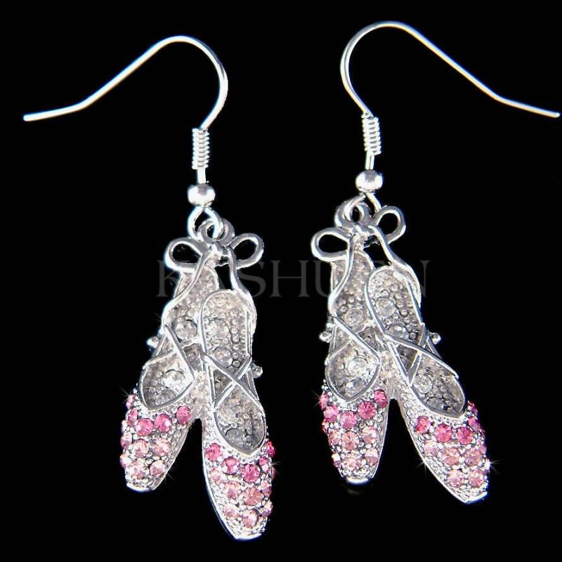 Rosa Swarovski Kristall Ballerina Schuhe Hausschuhe Ballett Tanz Ohrhänger Schmuck Weihnachtsgeschenk Neu Für Der Nussknacker Schwanensee Liebhaber von Kashuen