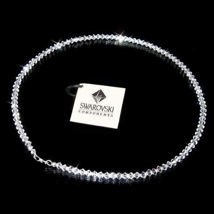 Schlichte, Klare Swarovski-Kristall-sterlingsilber-Braut-Hochzeits-Party-Night-Out-Damen-Halskette | Klar, Kristall Ab Oder Schwarz Zur Auswahl von Kashuen