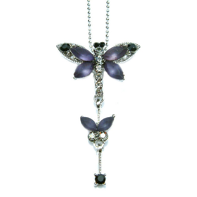 Schwarz Swarovski Kristall Dragonfly Butterfly Prom Halskette Schmuck Weihnachten 15. 16. 17. 18. 19. 20. 30. 35. 40. Geburtstagsgeschenk von Kashuen