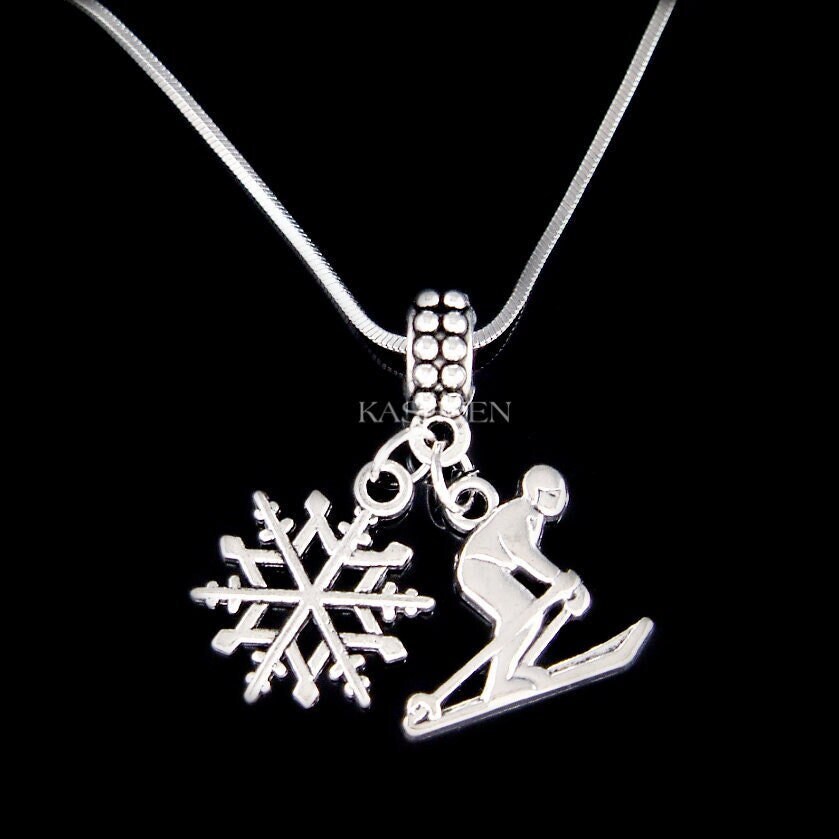 Skifahrer Geschenke Alpen Ski Alpin Skate Halskette Schneeflocke Winter Schmuck Armreif Keychain 18. 20. 30. 40. Geburtstag Geschenk Armband Charm von Kashuen