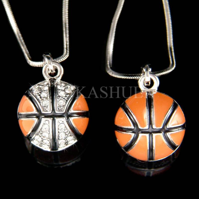 Swarovski Crystal 3D Basketball-Halskette, Sportschmuck, Weihnachten Unisex 15.16.17.18 von Kashuen