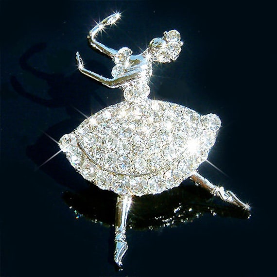 Swarovski Crystal Ballerina Brosche, Ballet Dance Girl Dancer Pin, Tanzschmuck, Enkelin Coach 20.30.40 von Kashuen