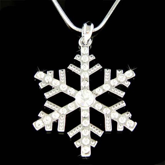 Swarovski Kristall Große Anweisung Schneeflocke Weißer Schnee Weihnachten Braut Hochzeit Halskette Neu Winter Urlaub Niedlich Schmuck Bff Beste von Kashuen