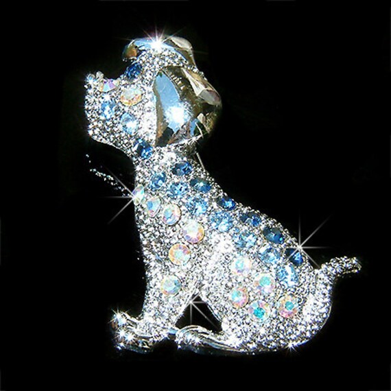 Swarovski Crystal Blue Beagle Hund Brosche Welpe Haustier Pin Schmuck Tier Liebhaber Weihnachten Freund 30.40.50.60.70.80 von Kashuen