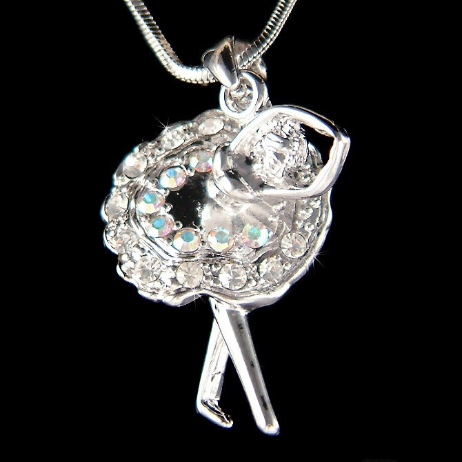 Swarovski Crystal Clear Ballerina Ballett Tanz Mädchen Tänzerin Tanzen Charm Anhänger Halskette Lehrer Freund Student Weihnachten Geburtstagsgeschenk von Kashuen