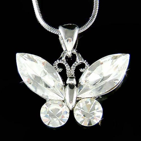 Swarovski Crystal Clear Schmetterling Braut Hochzeit Halskette Schmuck Beste Freundin Muttertag Weihnachten 30.35.40.45.50.geburtstag Geschenk von Kashuen