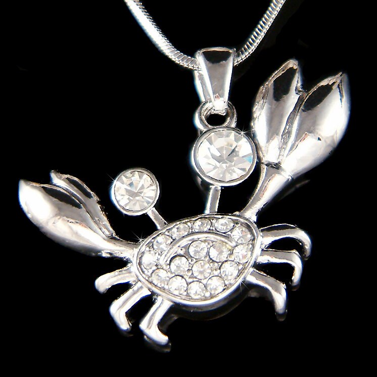 Swarovski Crystal Crab Halskette Big Claws Ocean Beach Hochzeit Sternzeichen Krebs Charm Anhänger Taucher 16.18.20 Geburtstag Weihnachtsgeschenke von Kashuen