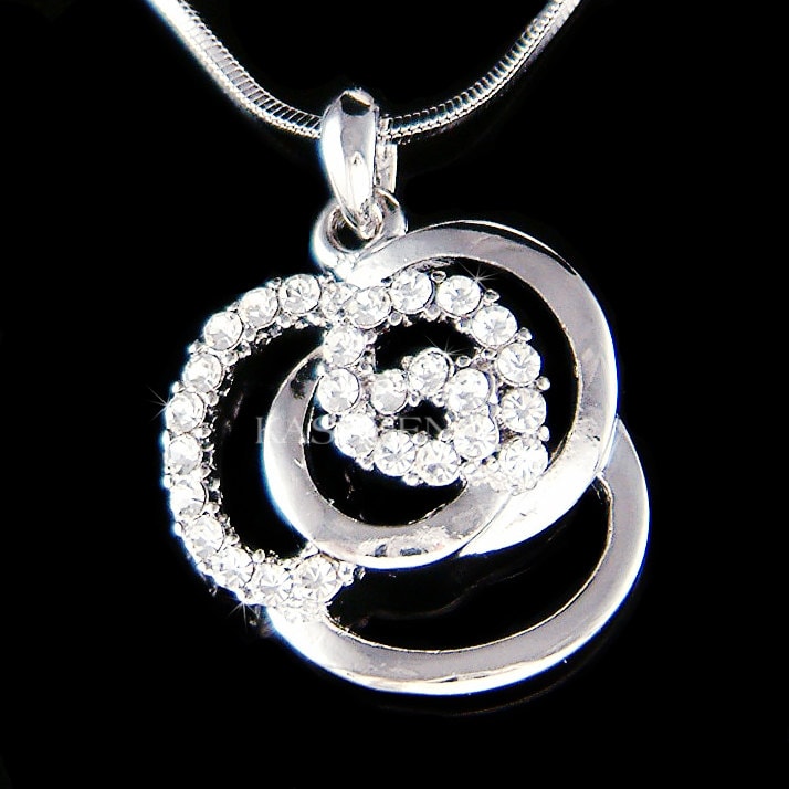 Swarovski Crystal Cut Out Rose Blume Floral Halskette Charm Anhänger Kette Bester Freund Brautjungfern Hochzeit Schmuck, Weihnachten von Kashuen