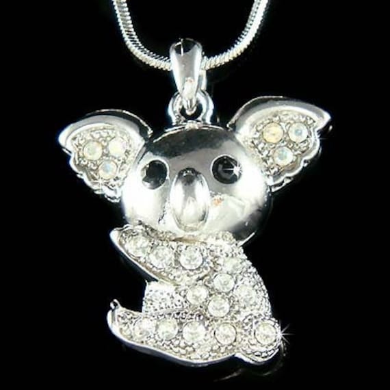 Swarovski Crystal Cute Baby Koala Bär Halskette Australien Aussie Teddy Wombat Reisen Schmuck Weihnachten 15.16.18.20 von Kashuen