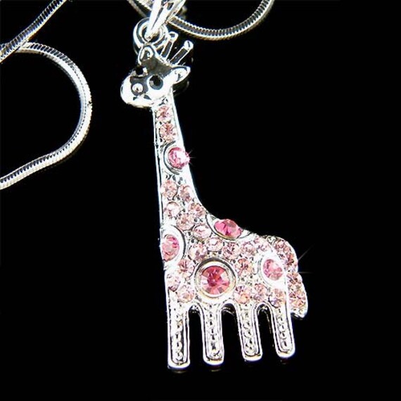 Swarovski Crystal Cute Pink Giraffe Charm Safari Animal Girls Anhänger Kette Halskette Neu Weihnachten 13. 14. 15. 16. 17. 18 Geburtstagsgeschenk von Kashuen