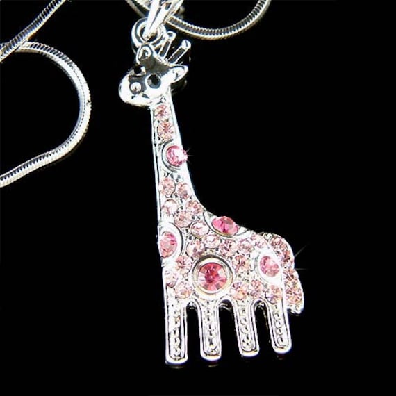 Swarovski-Kristall, Niedlicher Rosa Giraffen-Charm, Safari-Tier, Mädchen-Anhänger, Kette, Halskette, Neues Geschenk Zum 13., 14., 15., 16., 17 von Kashuen