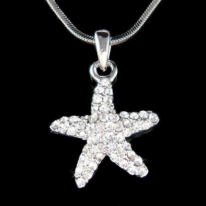Swarovski Crystal Dainty Starfish Strand Braut Hochzeit Stern Fisch Marine Halskette Weihnachten Geburtstagsgeschenk Passend Für European Charm von Kashuen