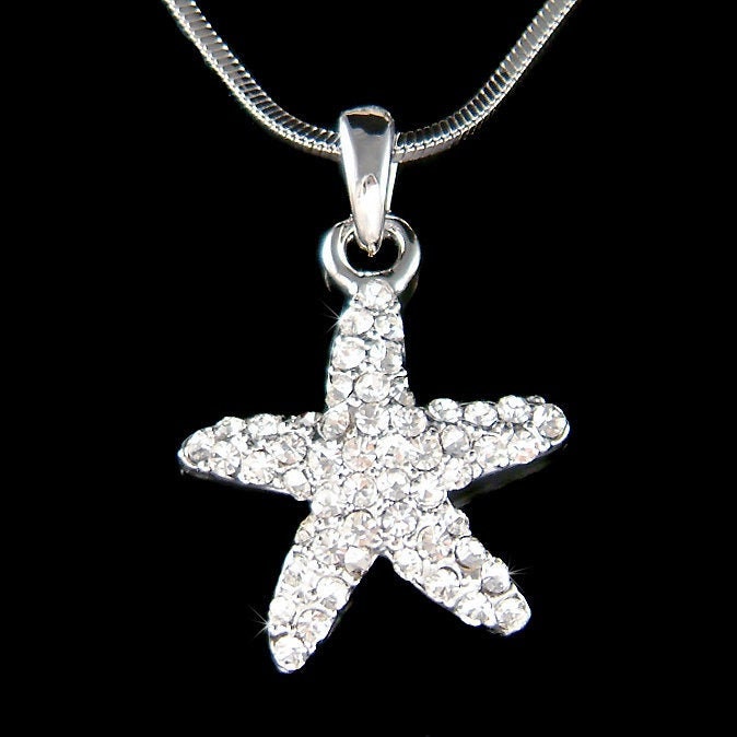 Swarovski Crystal Dainty Starfish Strand Braut Hochzeit Stern Fisch Marine Halskette Weihnachten Geburtstagsgeschenk Passend Für European Charm von Kashuen