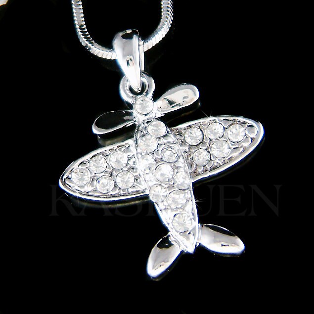 Swarovski Crystal Flugzeug Halskette, Flugbegleiter Schmuck Luft - Und Raumfahrttechniker Luftfahrt Pilot Weihnachten 30 von Kashuen