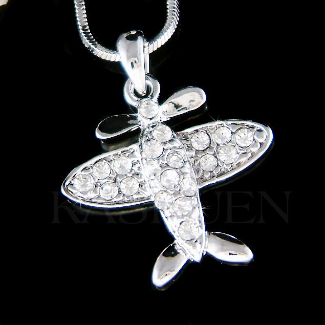 Swarovski Crystal Flugzeug Halskette, Flugbegleiter Schmuck Luft - Und Raumfahrttechniker Luftfahrt Pilot Weihnachten 30 von Kashuen