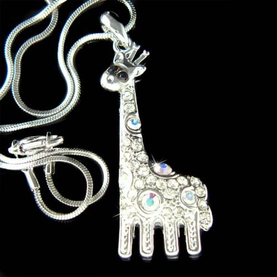 Swarovski-Kristall-Giraffe-Halskette, Neues Funkelndes Safari-Zoo-Tier, Süßer Mädchen-Schmuck, Beste Freunde, Weihnachten, 16., 20., 30., 40 von Kashuen