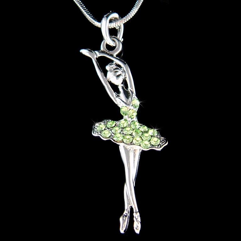 Swarovski Crystal Green Ballerina Halskette Ballett Tanz Mädchen Tänzerin Tanzen Schmuck Weihnachten 9. 15. 16. 18. 20. 25. Geburtstagsgeschenk von Kashuen
