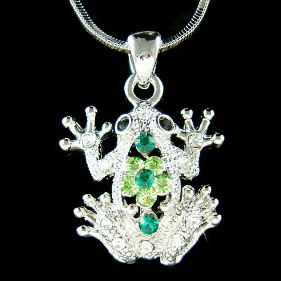 Swarovski Crystal Green Toad Frog Prince Halskette Flower Creek River Jungle Tier Schlüsselanhänger Schmuck Weihnachten 18 20. 30. 40 Geburtstag von Kashuen