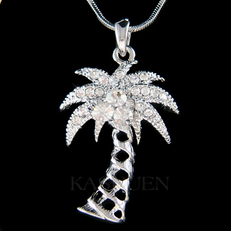 Swarovski Crystal Hawaii Urlaub Palmen Baum Halskette Kokosnuss Braut Strand Hochzeit Tropical Island Schmuck Weihnachten Geburtstagsgeschenk von Kashuen