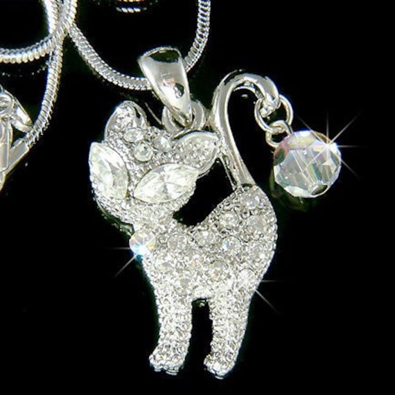 Swarovski Crystal Kitty Cat Halskette Cute Kitten Schmuck Ball Tier Anhänger Kette Mädchen Weihnachten 7 15. 16. Geburtstag Geschenke Armband Charm von Kashuen