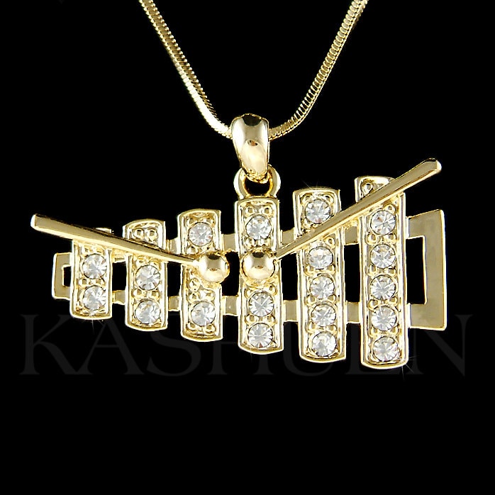 Swarovski Crystal Marimba Bell Kit Set Xylophon Halskette Percussion Musikinstrument Musical Gold Schmuck Weihnachten 30. 40. Geburtstagsgeschenk von Kashuen