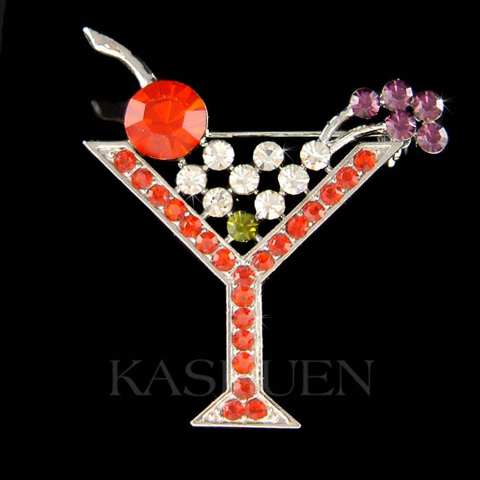 Swarovski Crystal Martini Cocktailglas Olive Party Drink After Work Happy Hour Pin Brosche Schmuck Boss Genießen Sie Den Ruhestand 65 von Kashuen