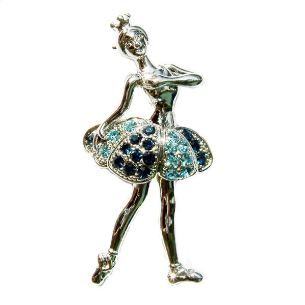 Swarovski Crystal Navy Blue Ballerina Ballett Tanz Mädchen Tänzerin Tanzen Pin Brosche Schmuck Valentinstage Coach Muttertag Weihnachtsgeschenk New von Kashuen