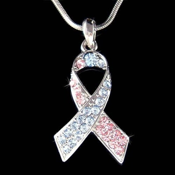 Swarovski Crystal Pink Blue Schwangerschaft Und Säuglingsverlust Sids Fehlgeburt Halskette Awareness Ribbon Plötzlicher Baby Tod Unterstützung von Kashuen