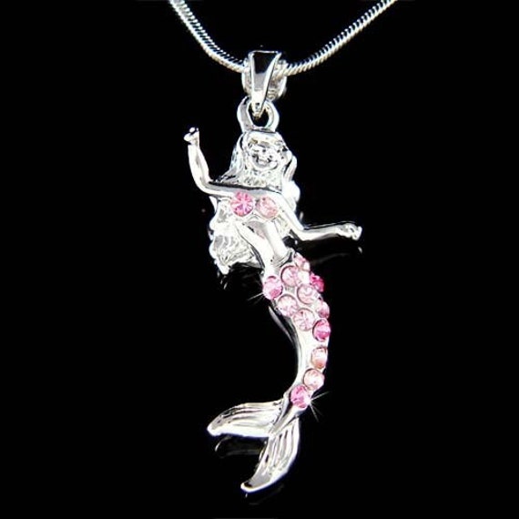 Swarovski Crystal Pink Sea Nymphe Meerjungfrau Halskette Ozean Prinzessin Fisch Marine Schmuck Beste Freunde 15. 16 20. 30. Geburtstag von Kashuen