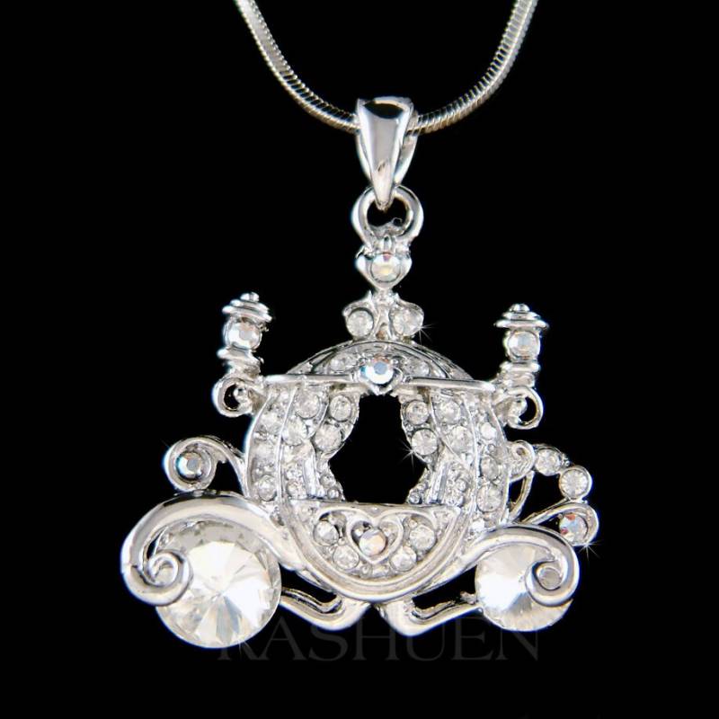 Swarovski Crystal Royal Princess Dream Hochzeit Kürbis Wagen Charm Halskette Strass Frauen Schmuck Braut Brautjungfern Weihnachtsgeschenke von Kashuen