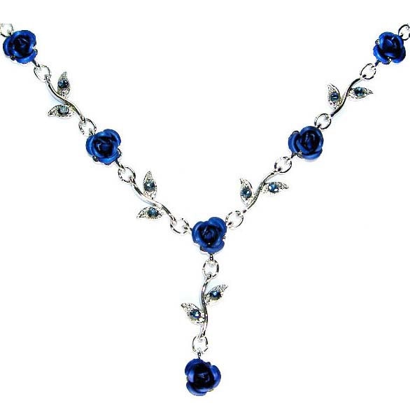 Swarovski Crystal Sapphire Königsblau Rose Blume Blumencharme Anhänger Kettenhalskette Weihnachten Bester Freund Brautjungfer Schmuck Geschenk von Kashuen