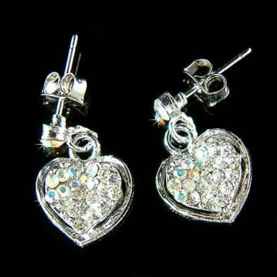 Swarovski Crystal Sparkling Liebe Herz Stick Braut Hochzeit Ohrringe Schmuck Weihnachten Bff Bester Freund 9 25 30 40 45 Geburtstag Geschenk von Kashuen