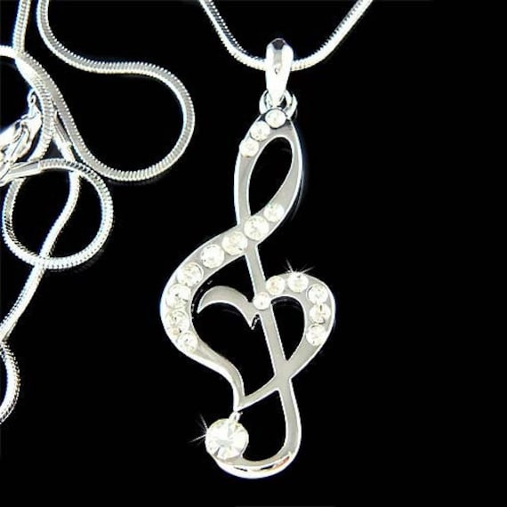 Swarovski Kristall Violinschlüssel Liebe Musik Musiknote Herz Halskette Schmuck Unisex Für Ihn Männer Frauen Musiker Weihnachten 40 von Kashuen