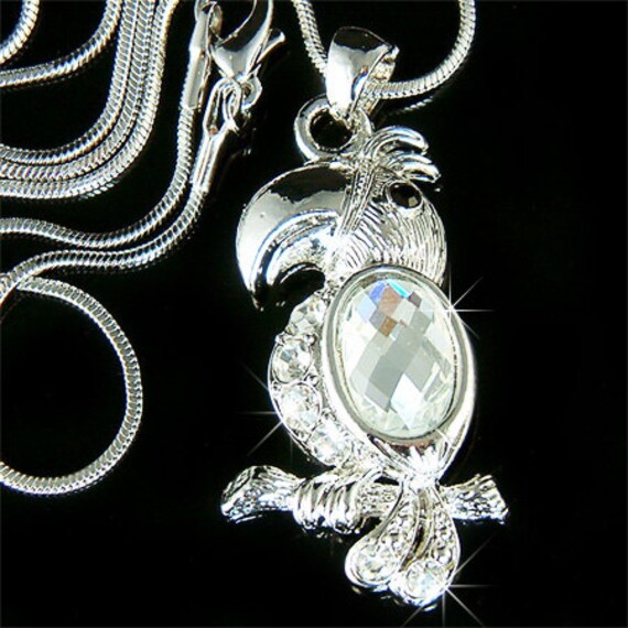 Swarovski Crystal Tukan Papagei Halskette, Ara Nymphensittich Papageien Vogel Anhänger Beobachten Schmuck Weihnachten 40 50 Geburtstag Geschenke von Kashuen