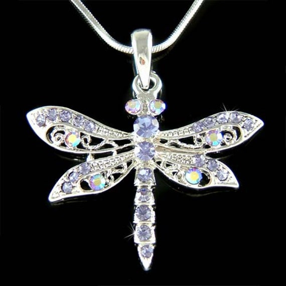 Swarovski-Kristall, Elegante Lila Libelle-Halskette, Weihnachts-Andenken-Schmuck, 30., 40., 50., 60., 70., 80. Geburtstagsgeschenk von Kashuen