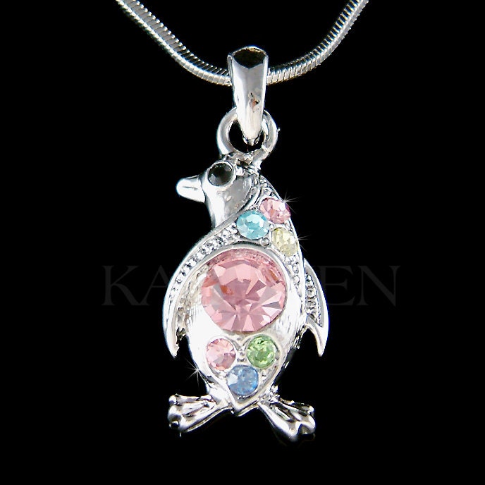 Swarovski-Kristall, Niedliche Regenbogen-Pinguin-Halskette, Schmuck, Weihnachten, 5., 6., 7., 8., 9., 10., 11., 12. Geburtstag, Geschenke, 4 von Kashuen
