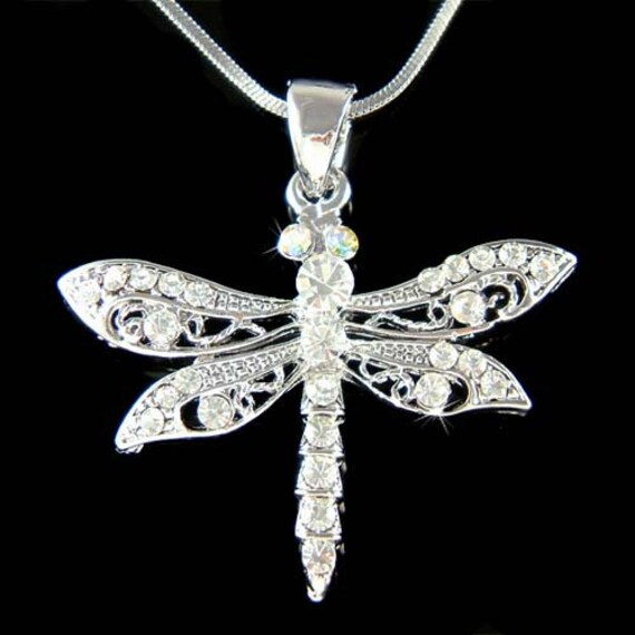 Swarovski-Kristall, Rosa Libelle-Halskette, Braut, Hochzeit, Weihnachten, Erinnerung, Andenken, Schmuck, 20., 30., 40., 50., 60., 70., 80 von Kashuen