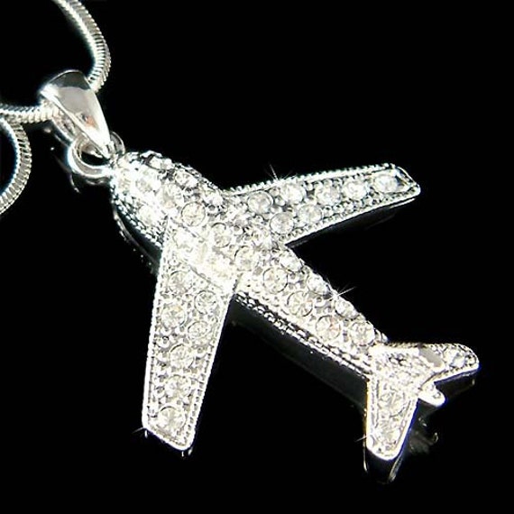 Swarovski Kristall 3D Flugzeug Halskette, Luftfahrt Pilot Schmuck, Fluglehrer Luft - Und Raumfahrttechniker Geburtstag Weihnachtsgeschenke von Kashuen